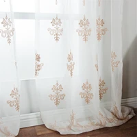 hot sell luxury embroidered sheer curtains window tulle curtains for living room bedroom kitchen gauze voile curtains white topf