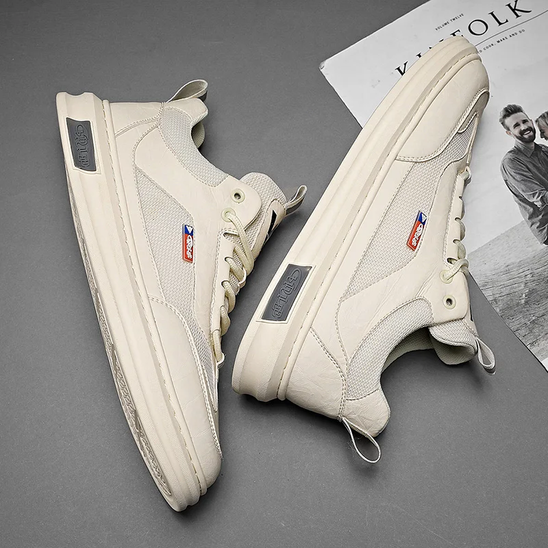 

Повседневная обувь для мужчин, модная мужская повседневная обувь, белая мужская популярная Стильная Повседневная дышащая кожаная спортивн...