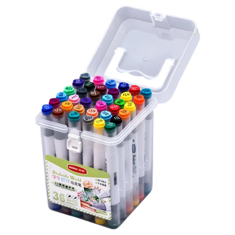 

12/24/36/48/60Pcs Marker Pen Set Watercolor Brush Dual Tips Sketch Drawing Pens 1XCB