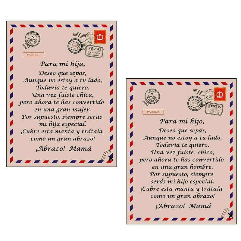 

Personalized Flannel Blanket to Daughter Son Spanish Letter Printed Quilts Gift