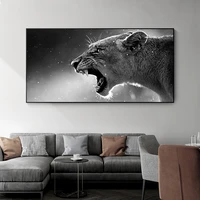 black and white roaring lion canvas art painting posters and prints cuadros home decor wall art picture for living room