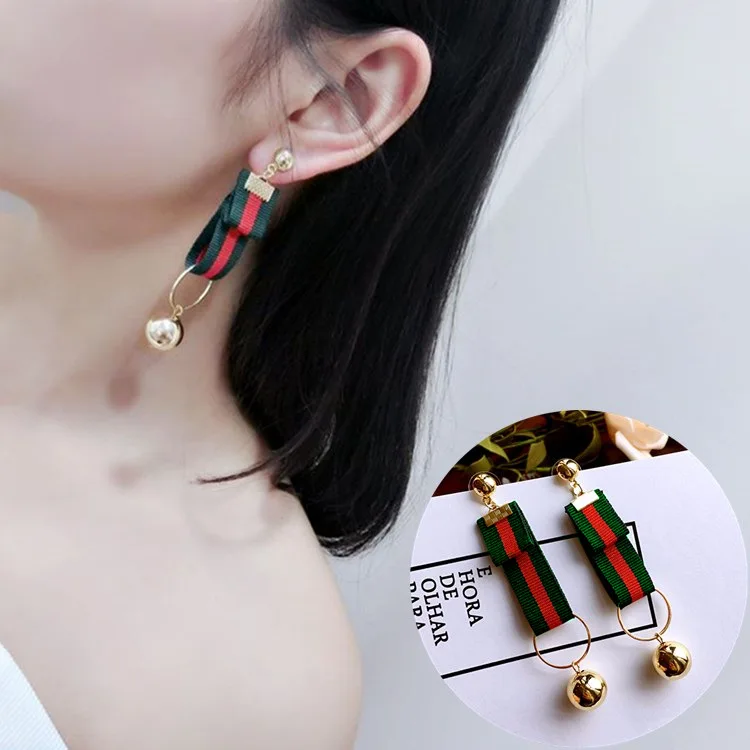 Ограниченное время скидка серьги с полосками Красная Зеленая Звезда жемчужная