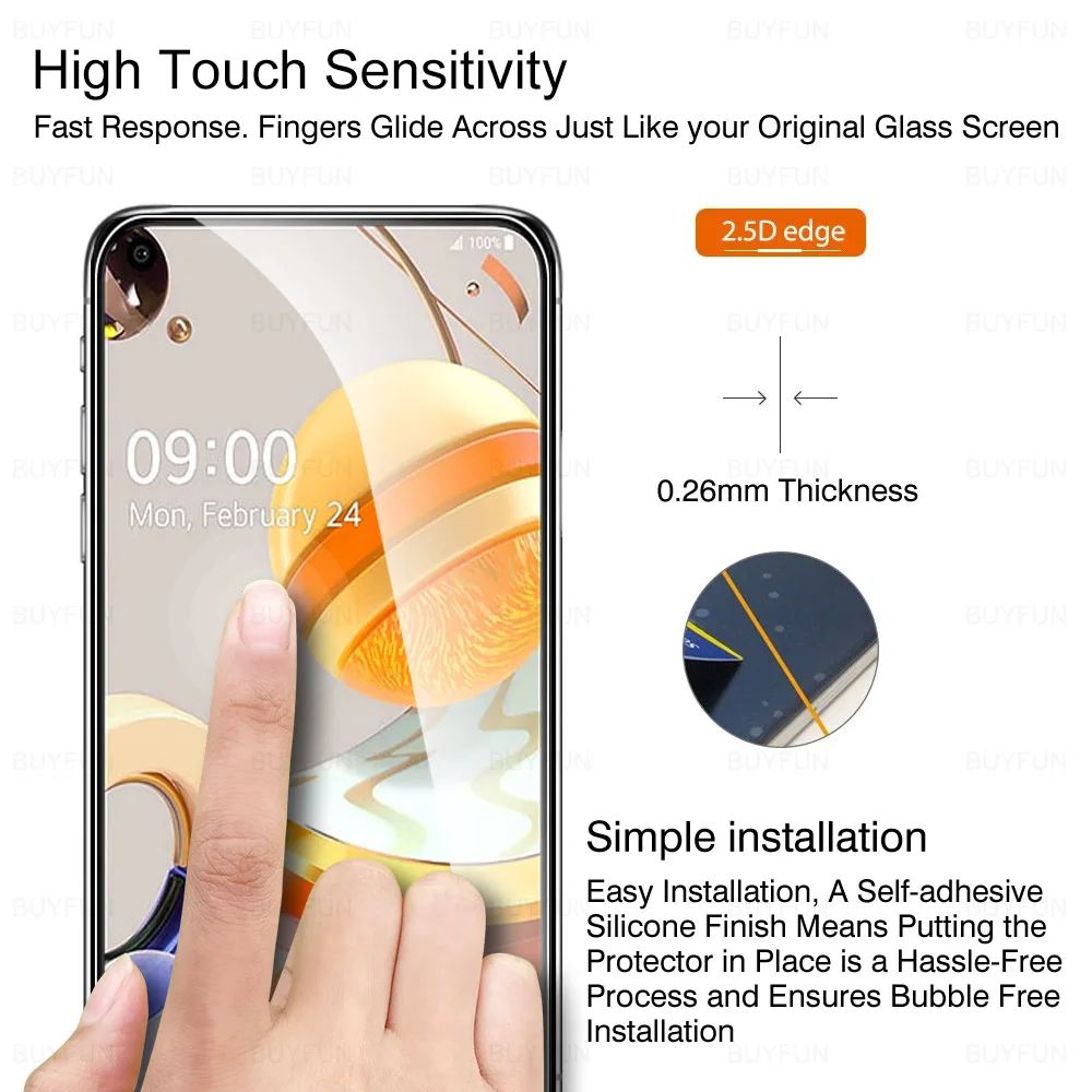 Стекло для LG K61 3 шт. устойчивое к царапинам защитное стекло K 61 искусственное HD