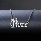 Нержавеющая сталь с надписью Принц Принцесса Подвеска Ожерелье Колье модные тонкие цепочки ожерелья для женщин и мужчин, для всей семьи, ювелирные изделия в качестве подарка