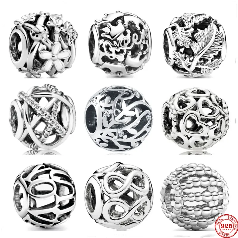 Новые Серебряные Круглые бусины пчела лист сердце я люблю вас подходит Pandora