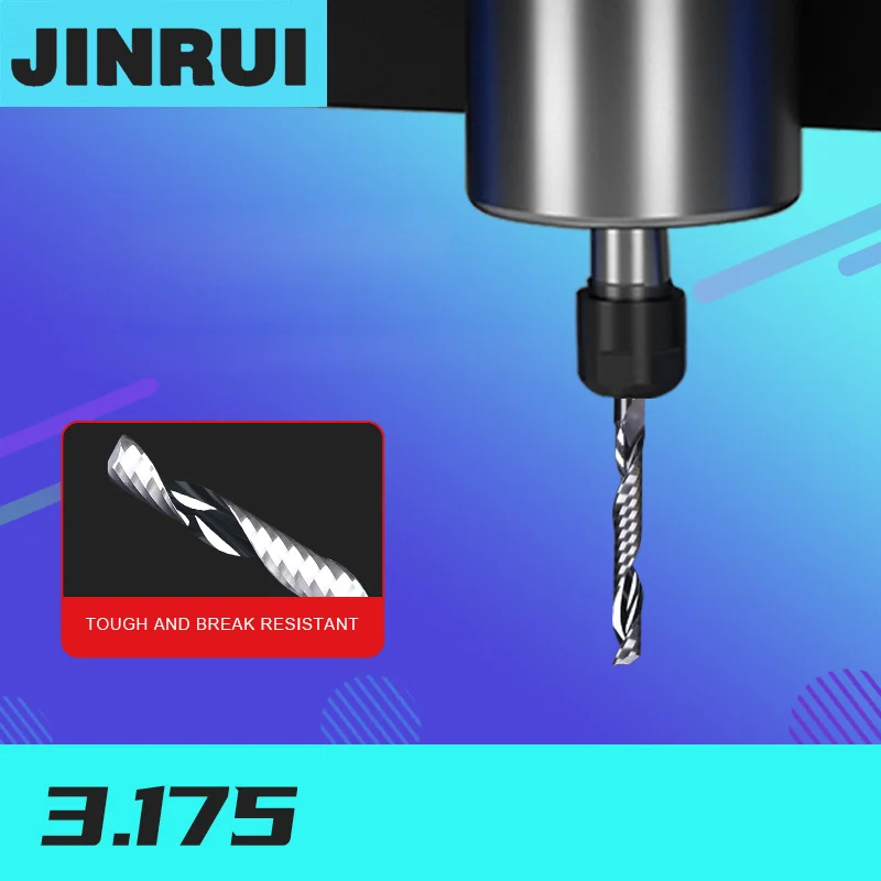 JINRUI  1pcs single Flute Carbide End Mill  3.175mm 1/8 Shank Milling cutter  for PCB wood MDF board plastic CNC freza routerbit images - 6