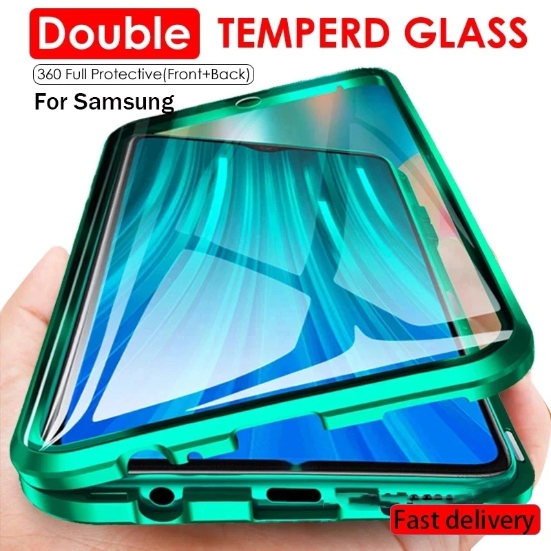 

Double Sided Magnetic Metal Case For Samsung Galaxy S30 S20 S21 S10 S9 S8 Plus Note 20 UItra 10 Pro 8 9 A51 A71 A50 Glass cover