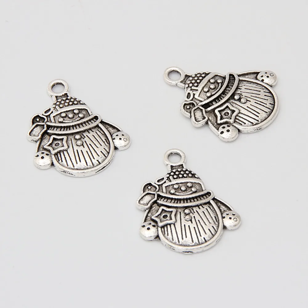 30 шт. серебряный браслет с подвеской в виде снеговика и смайлика A3359 | Украшения