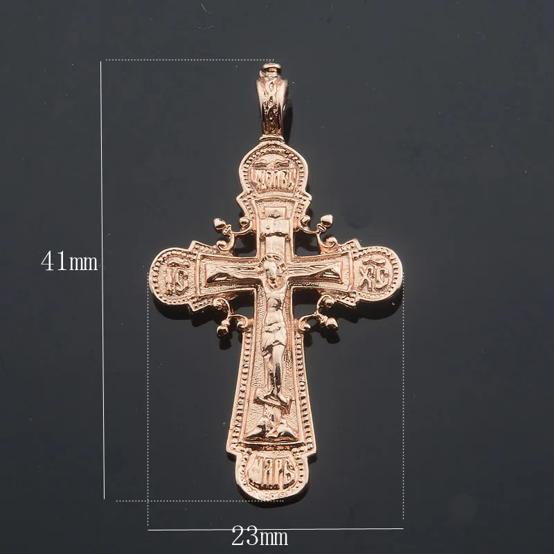 FJ трендовая Женская и Мужская подвеска из розового золота 585 пробы с крестиком