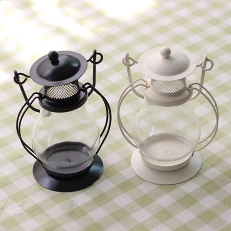 Reminiscent Iron Candle Holder Retro Kerosene Lamp Candlestick Home Decoration Bougie Jar Creative Lantern Ddecor Gift |