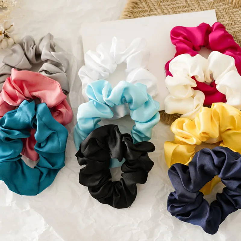 

Glossy Satin Hair Ring Women Silk Scrunchie Elastic Handmade Multicolor Hair Band Ponytail Holder Headband Hair Accessories