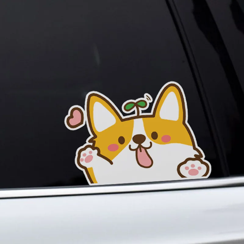 

15cmx13cm Funny corgi Vinyl Car stickers Decals Motorcycle Accessories Car-Window Decorative Goods PVC