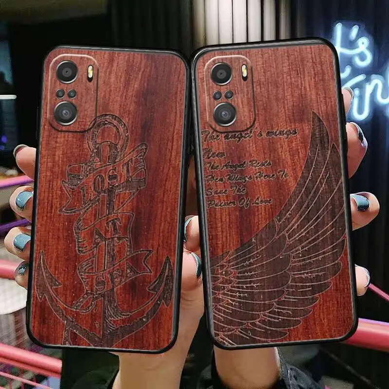 

Luxury wood texture For Xiaomi Redmi Note 10S 10 9T 9S 9 8T 8 7S 7 6 5A 5 Pro Max Soft Black Phone Case