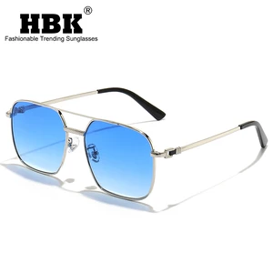 HBK New Square TOP Quality Women's Sunglasses Metal Big Frame Fashion Sun Glasses Women Retro Double