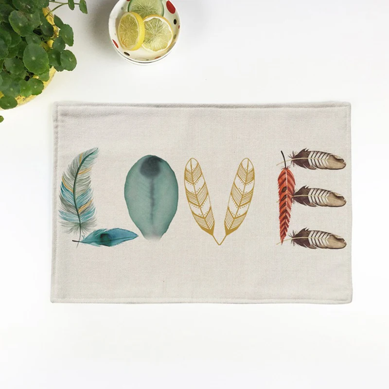 Разноцветные перья тарелка хлопок лен подставка в стиле Вестерн изоляция
