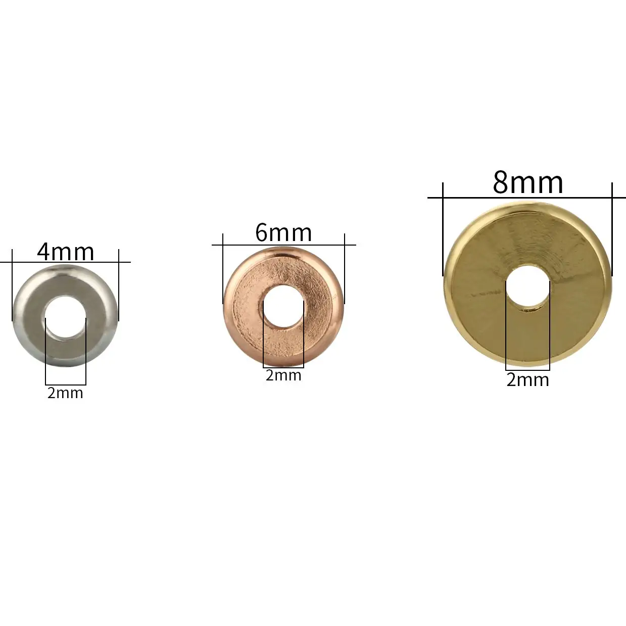 Плоские круглые бусины-разделители из нержавеющей стали 4/6/8 мм | Украшения и