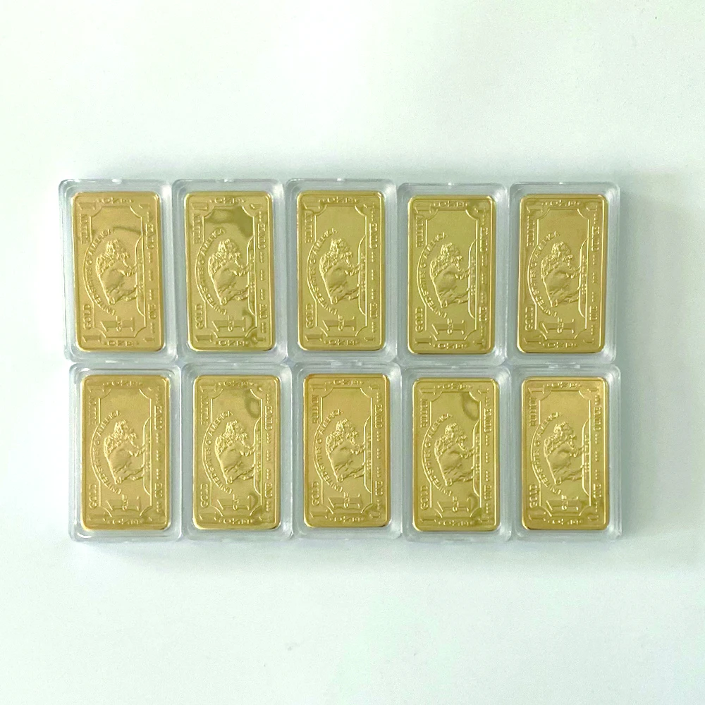 Barra de oro de los Estados Unidos, réplica de monedas de colección, color menta, 1 onza Troya, Búfalo, 10 unidades