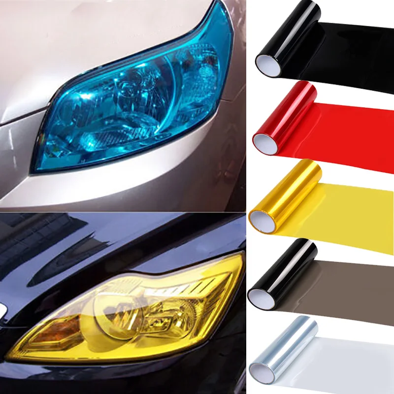 30x60cm Car Headlight Film Transpare Vinyl Self Adhesive Sticker for Car Smoke Fog Light HeadLight Taillight Colored Wrap Films