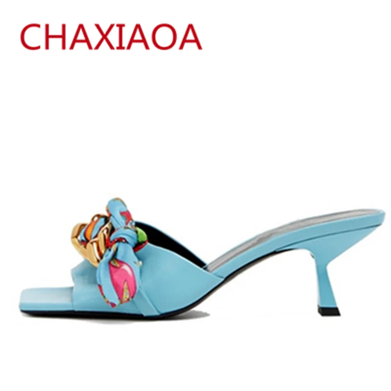

CHAXIAOA Runay Fashion Women Slippers Bow-Knot 2021 Outside Female Ladies Summer Shoes Slides Casual High Heels Female Slippers