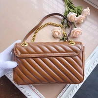 luxury design womens handbag high quality classic genuine leather shoulder bag peach heart wavy suture purse with chains