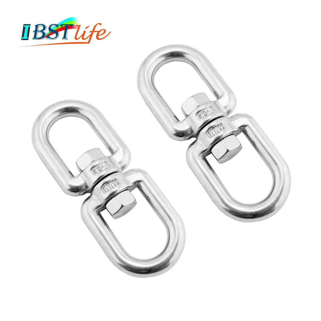 

2X 6mm Climing Accessory Stainless Steel Rotation Quick Hook Buckles Outdoor Rock Climbing Hiking Equipment Rotating Carabiner