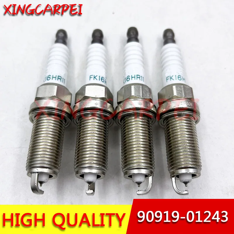 

New 4pcs/lot 90919-01243 FK16HR-11 Car Iridium Spark Plug For Toyota Corolla Vitz Ractis Auris 90919 01243 FK16HR-11