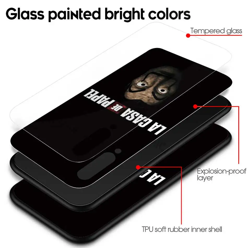 

Money Heist House Paper Glass Phone Case for Xiaomi Redmi Note 9S 8 Mi Poco X3 NFC 9 7 8T 10 Lite 9T 10T K40 Pro 9C Cover