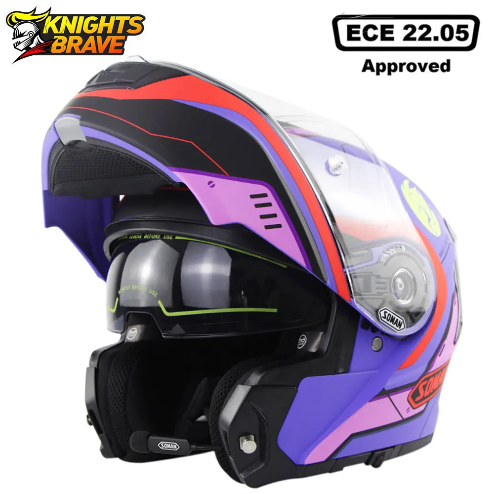 

SOMAN Motorcycle Helmet Flip Up Visor Dual Lens Casco Moto Men Capacete De Moto ECE Motorbike Motocross Racing Helmets