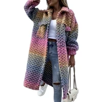 lady overcoat colorful print braided twist autumn winter long sleeve lapel single breasted cardigan coat for daily wear women co