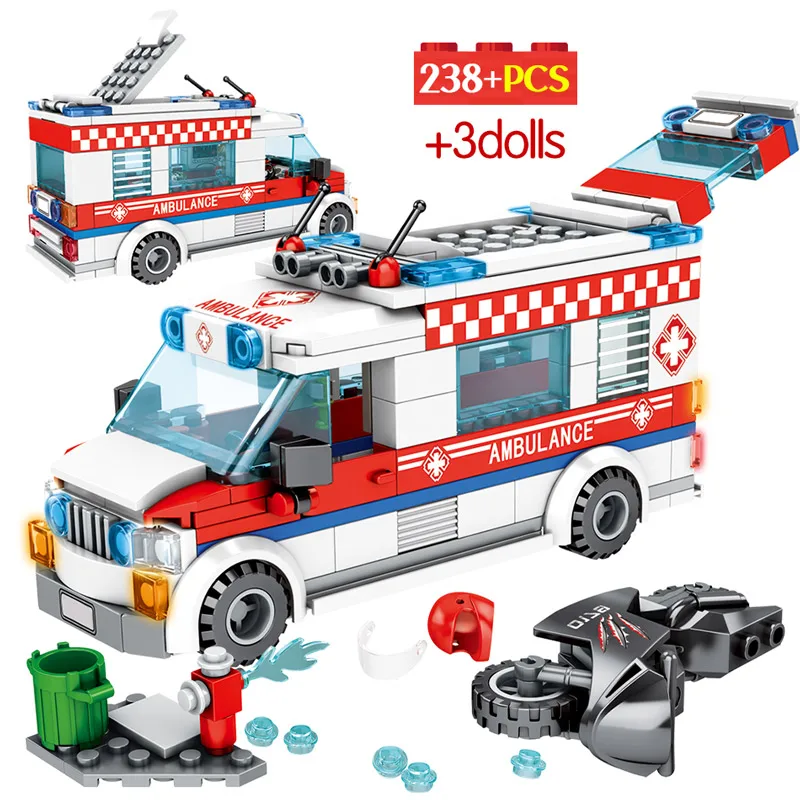 Городской креативный автомобиль скорой помощи модель DIY строительные блоки