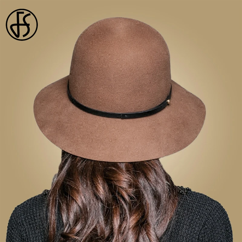 Женская шляпа Колокол FS Повседневная теплая из 100% шерсти с широкими полями