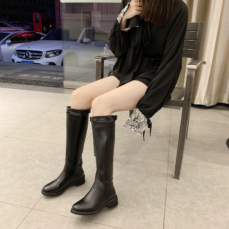 Новинка 2019 женские сапоги до колена на тонком каблуке Сапоги выше платформе с
