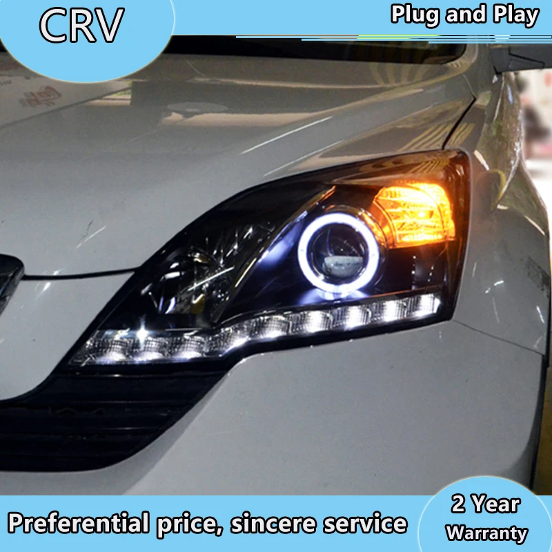 

Car Styling Headlight assembly For Honda CRV 2007-2011 For CR-V LED Angel Eye DRL Q5 bi xenon lens h7 xenon Front light