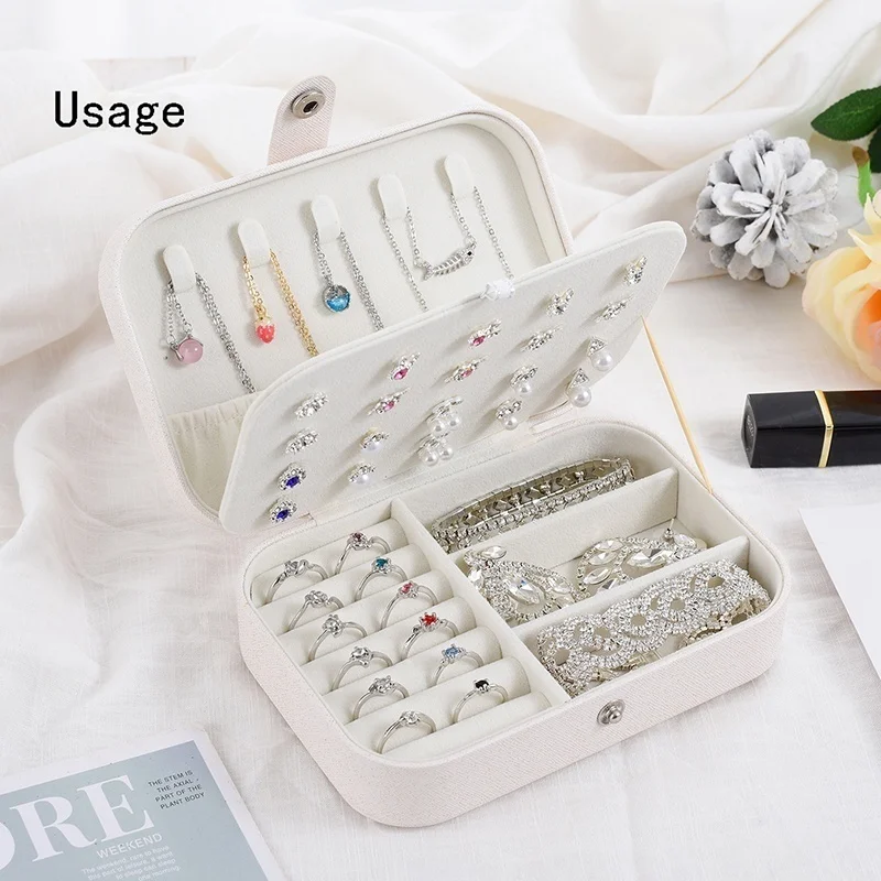 

1PCS Portable Jewelry Box Organizer Display Travel Multifunctional Necklace Ring Storage Case Holder PU Leather Woman Gifts