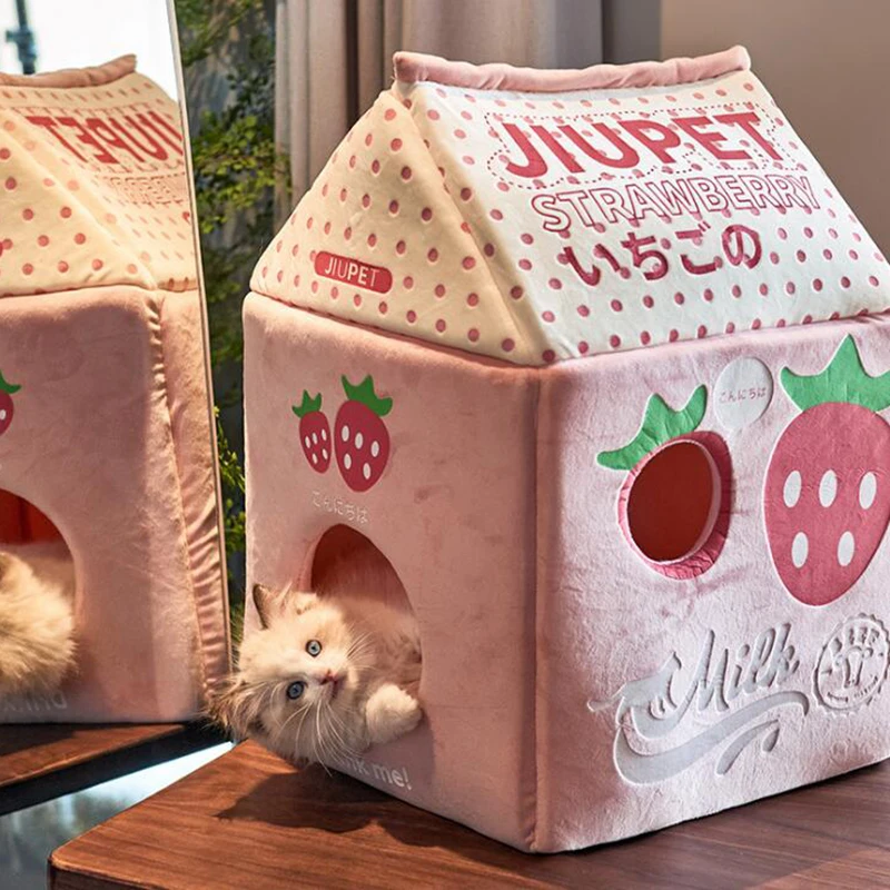 

Домик для домашних животных с клубничным молоком бананом молоком котом
