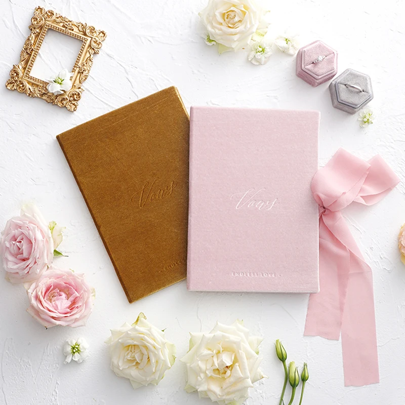 Бархатная книга с надписью Vows свадебные сувениры открытки романтическое