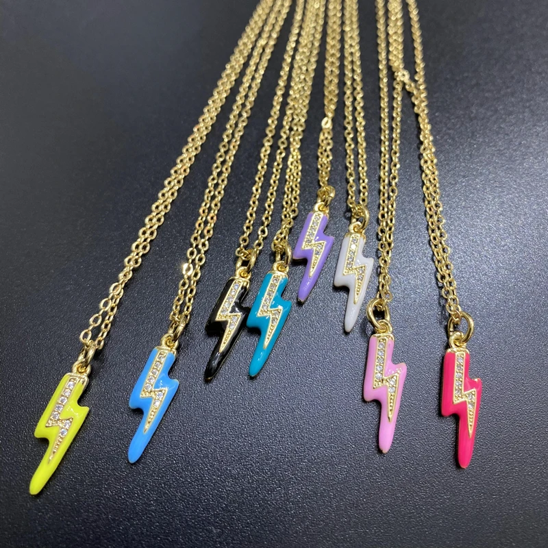 Ожерелье с капающей эмалью молнией и болтом женское ожерелье микрозакрепкой из