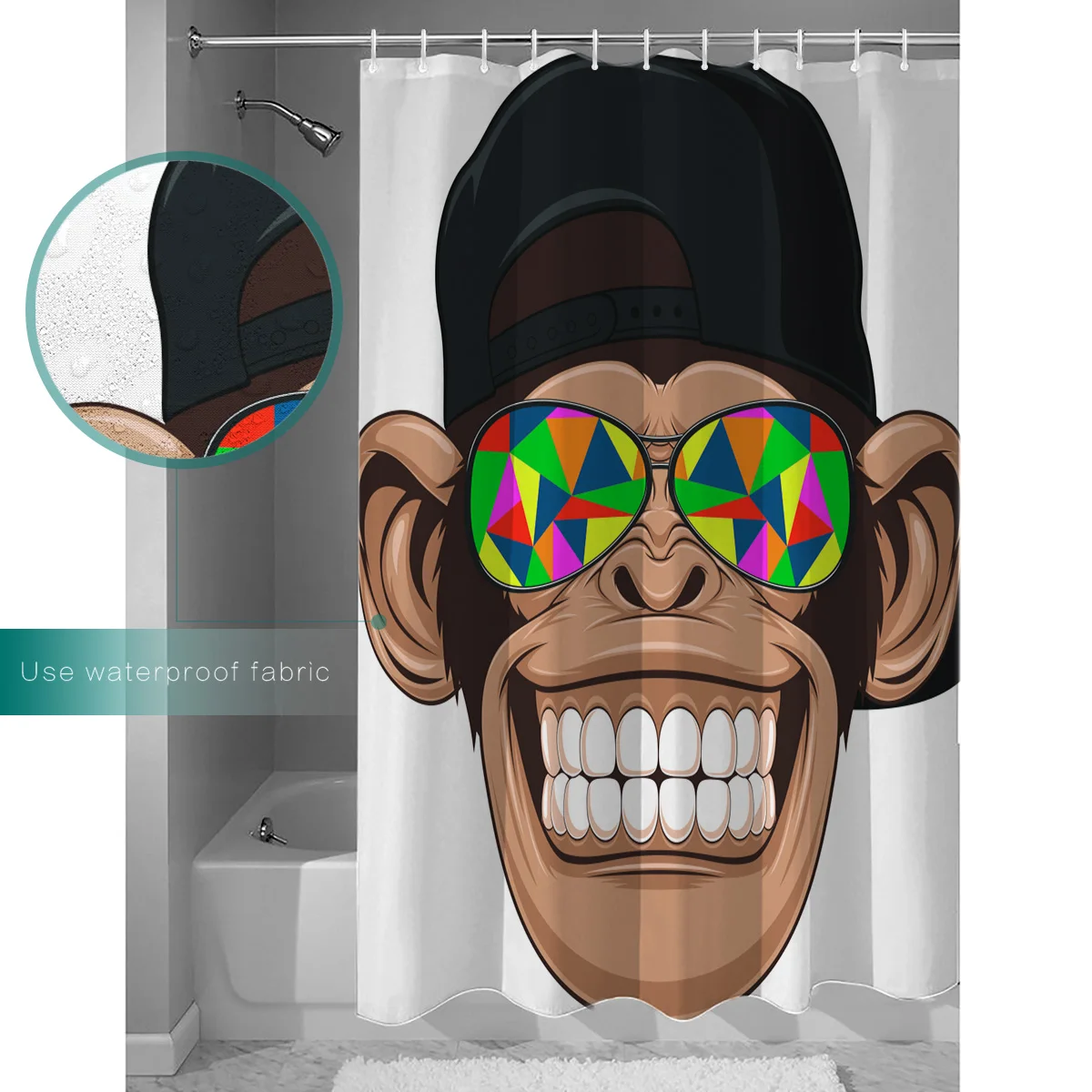 Красочные Солнечные очки обезьяна зубы Душ занавес водонепроницаемый и Mildewproof