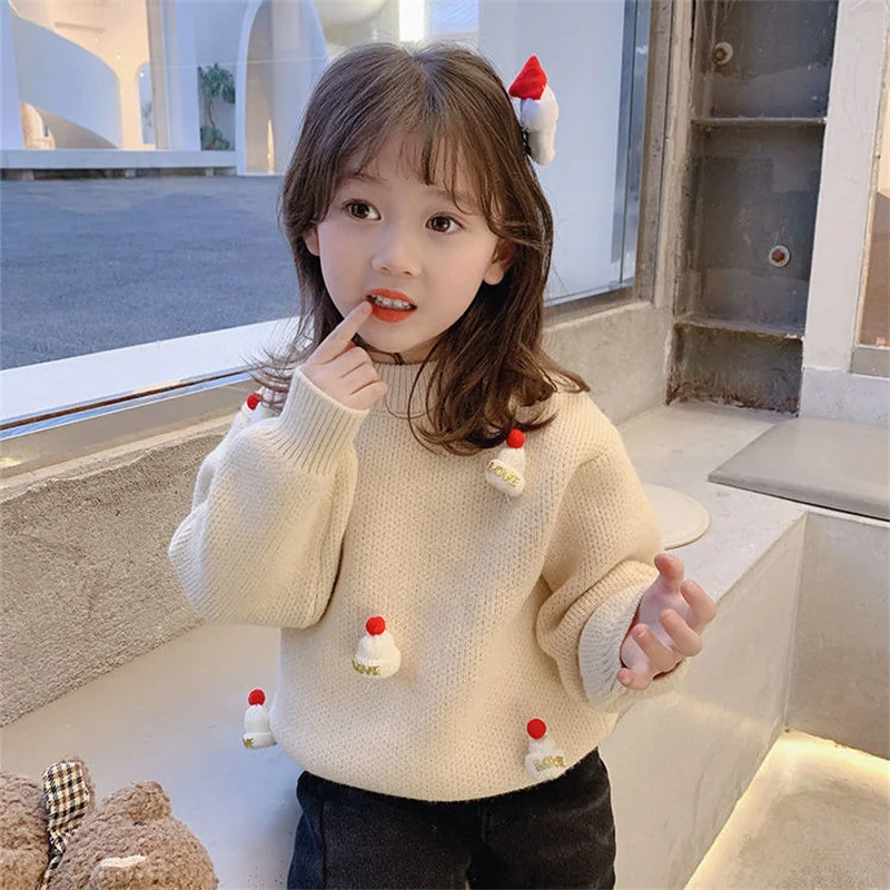 

Girls Boys Sweater Kids Coat Outwear 2022 Luxury Plus Velvet Thicken Warm Spring Autumn Knitting Wool Cotton Long Sleeve Childre