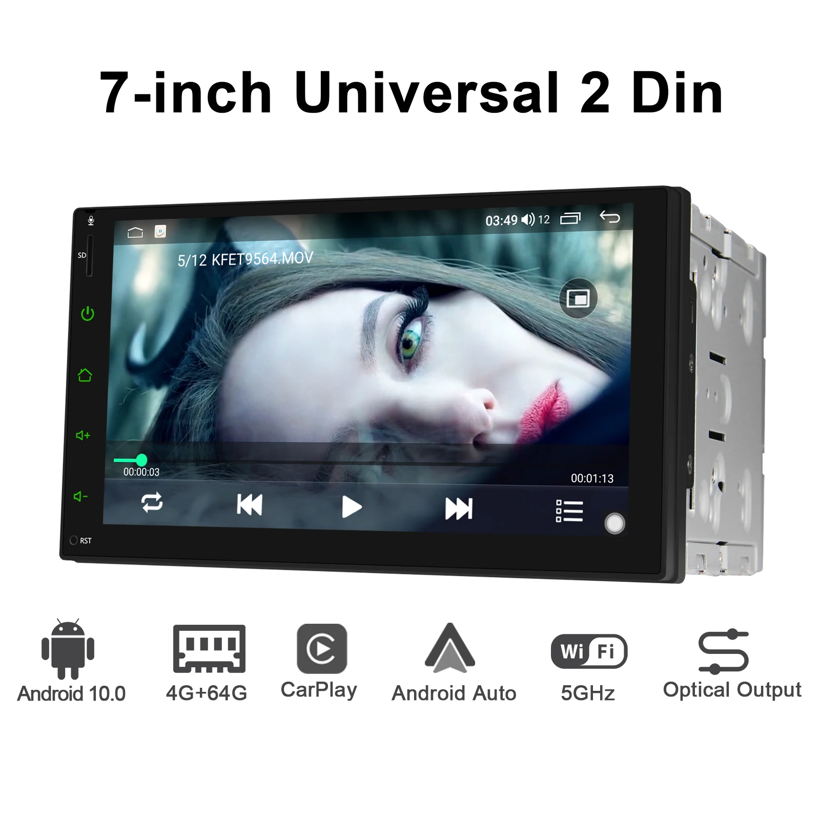 Full Touch Screen 7 Inch Autoradio 2Din Android 10 Car Stereo Radio Central Multimedia Universal Head Unit Tape Recorder TPMS