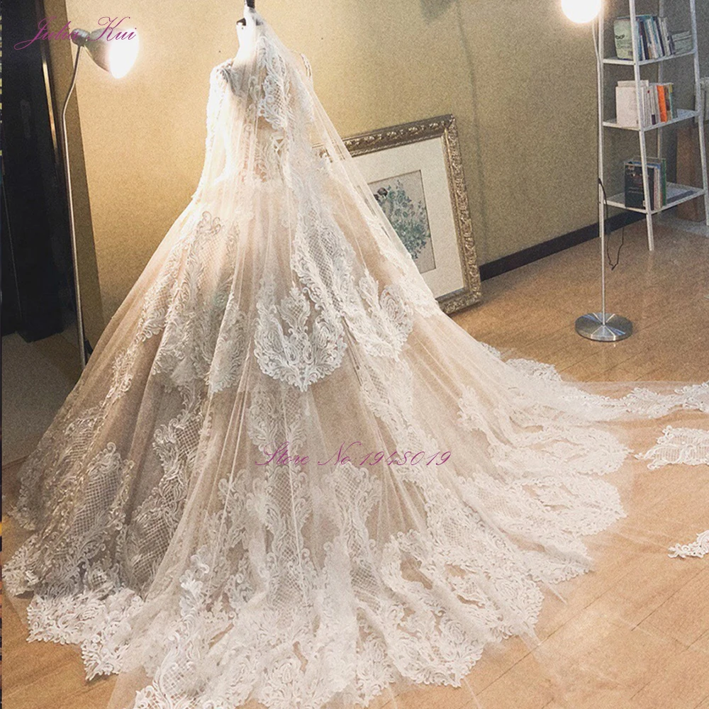 Julia Kui Gorgeous Champagne Ball Gown Wedding Dress With Long Sleeve Elegant Lace Bridal | Свадьбы и торжества