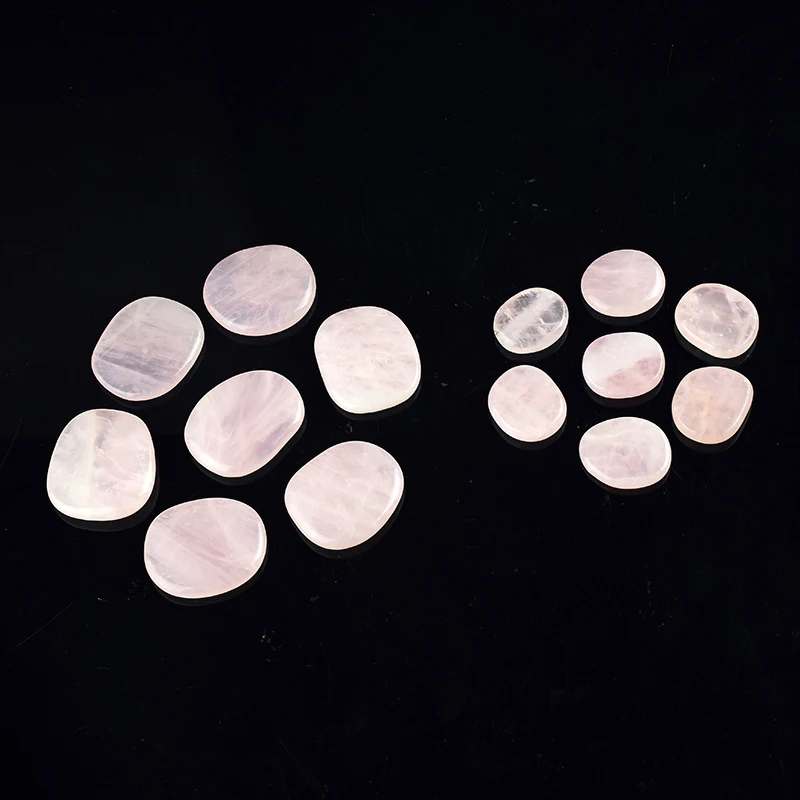 

Rose Quartz Crystal 7 pcs Chakra Set Worry Palm Stone Natural Mineral Quartz Slices Reiki Healing Energy Meditation Degauss