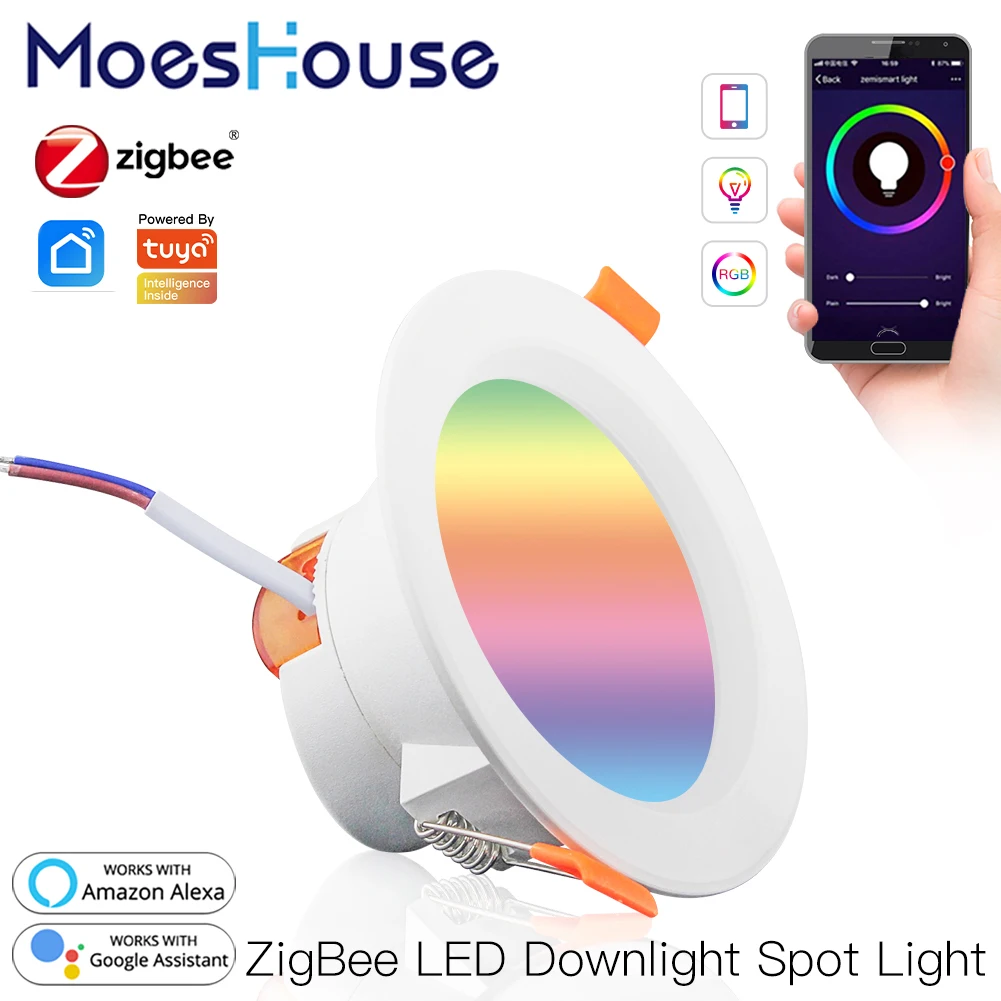 

Умный светодиодный потолочный светильник MoesHouse ZigBee RGB W + C, 5 Вт/7 Вт/10 Вт/15 Вт, работает с Philips Hue SmartThings, требуется концентратор Alexa Google Home