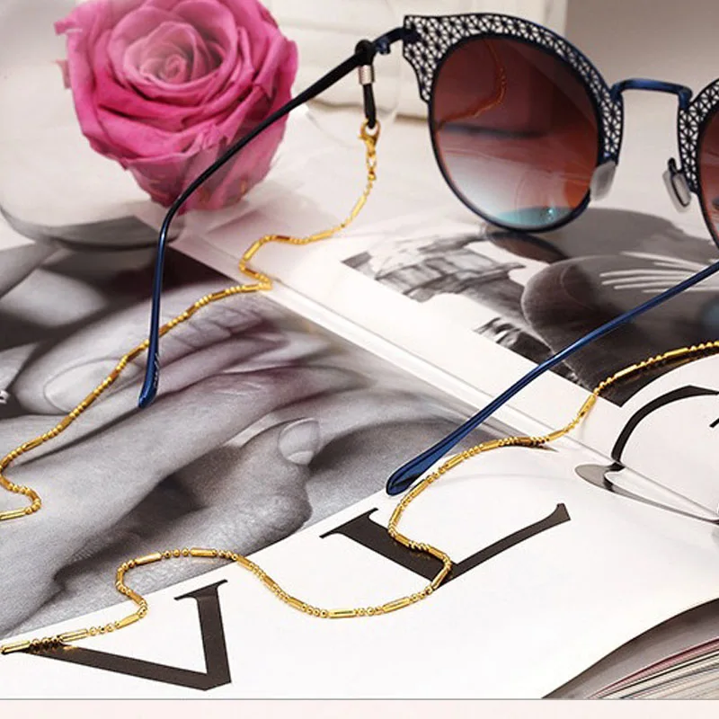 Цепочка для очков в минималистском стиле с черными бусинами очки цепочкой