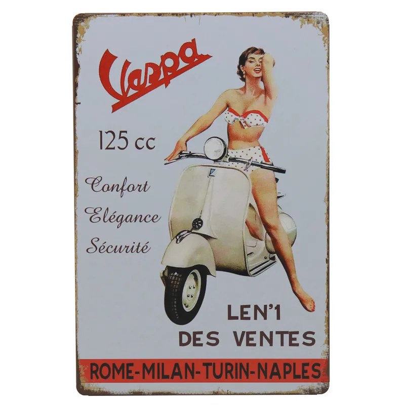 30X20 см винтажная Ретро металлическая жестяная вывеска Vespa мотор жестяная автобусная табличка для бара украшение для бара домашний декор для гаража H31