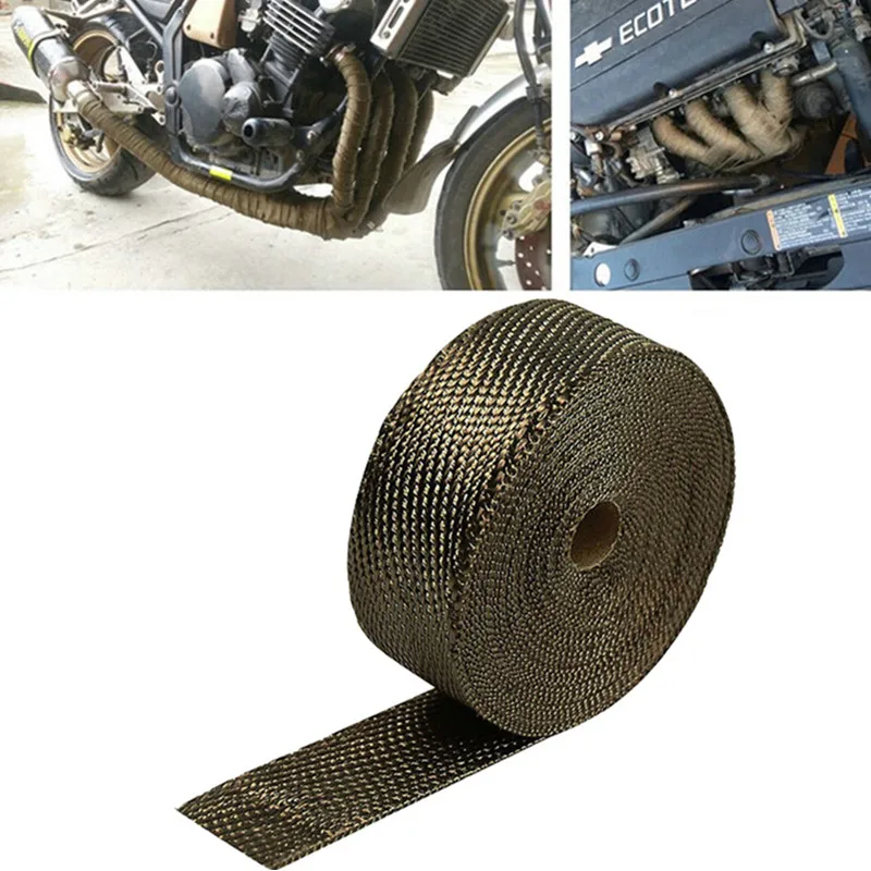 

Tape Roll With Stainless Ties Kit 1PC 5.08cm x 1.59 mm x 5m Titanium Exhaust/Header Heat Wrap Downpipe Insulation Bandage