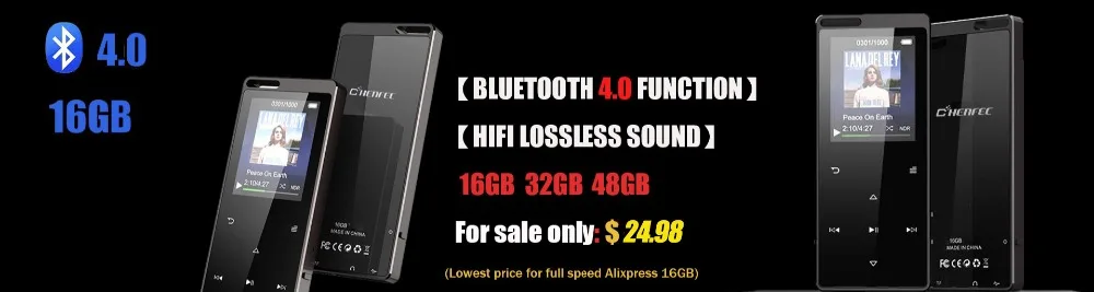CHENFEC C03 MP3 видео плеер с Bluetooth 4,0 высокий экран 2,4 Full HD видео, fm-радио, встроенный динамик, до 128 гб TF карта