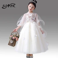 butterfly lace kids dress ht140 embroidery champagne flower girl dresses o neck long flower girl dress for weddings 2020
