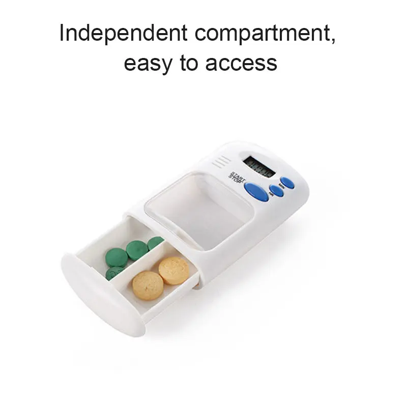 

Alarm Clock Mini First Aid Kit Reminder Medicine Box 2 Large Compartments0.7 Inch LCD Display can CSV