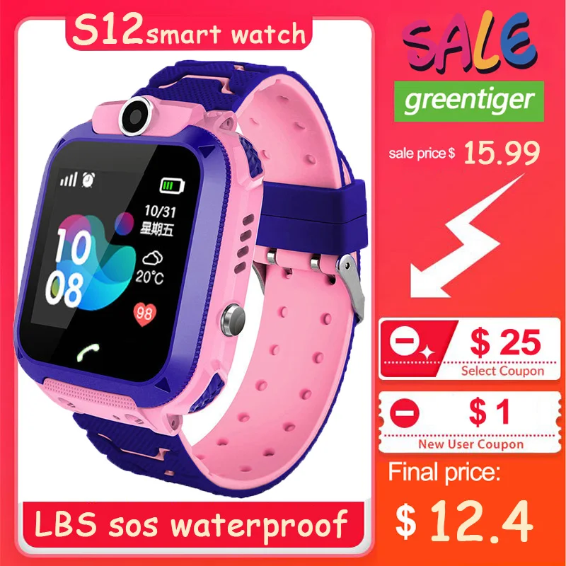S12 Смарт часы для детей сенсорный экран камера местоположение детские SOS Вызов